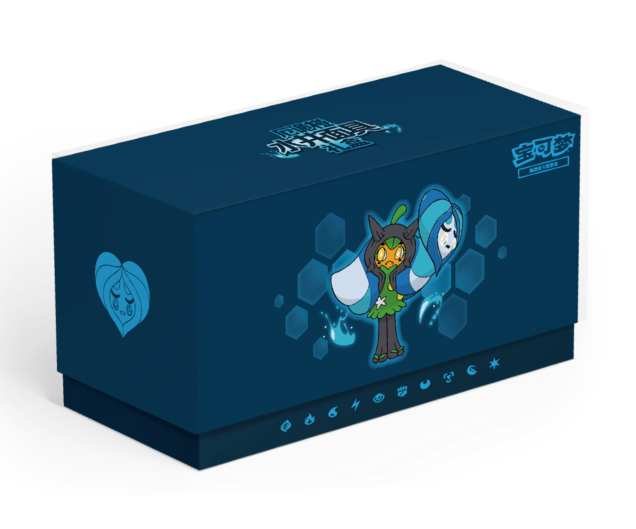 Ogerpon Wellspring Mask themed gift box with deep blue design featuring Water-type Ogerpon artwork.