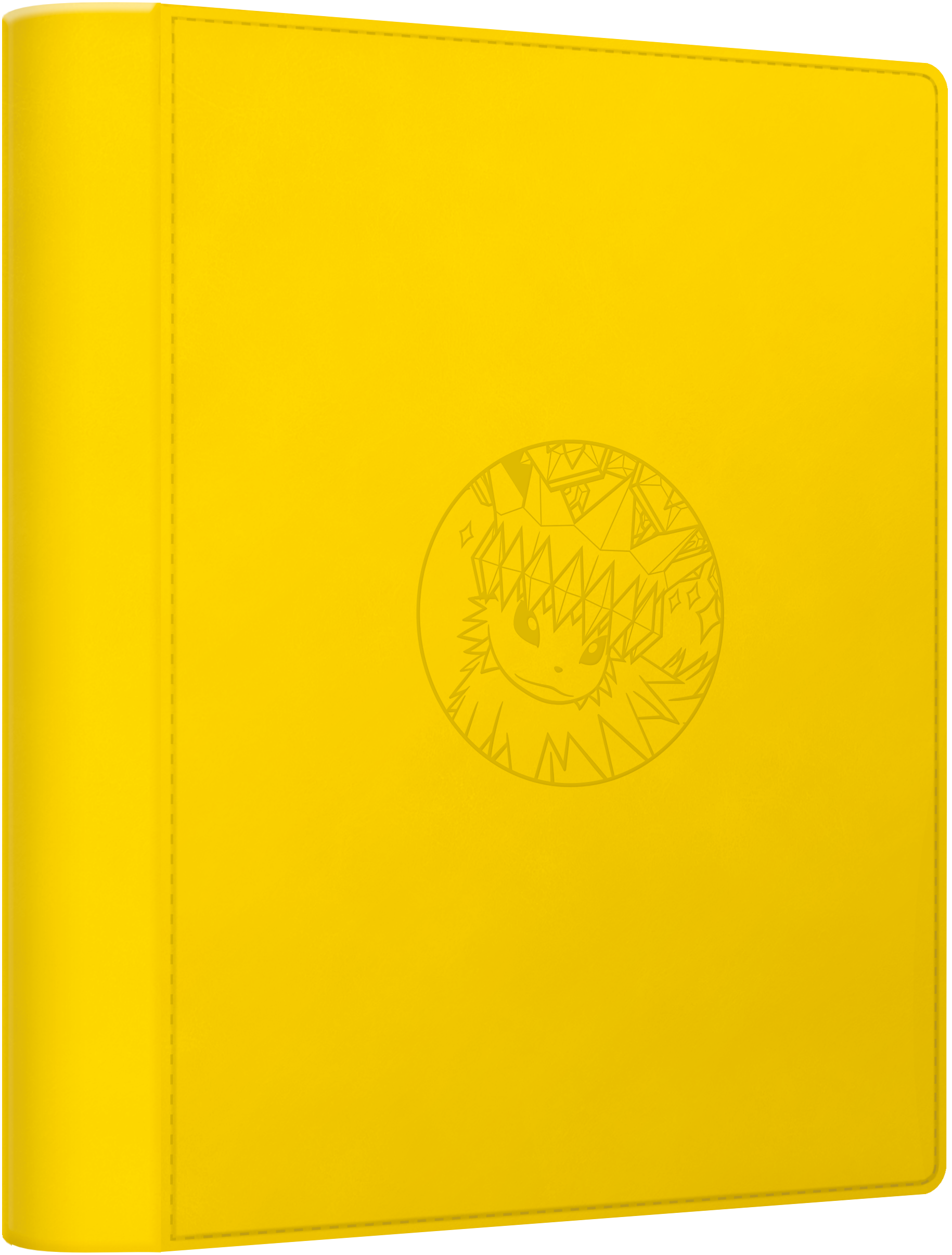Yellow Jolteon-themed nine-pocket collector binder with Jolteon's spiky silhouette embossed on the cover.