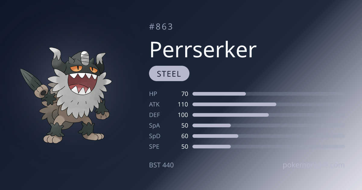 ポケモン Perrserker Weaknesses, Stats & Evolution | Pokédex #863