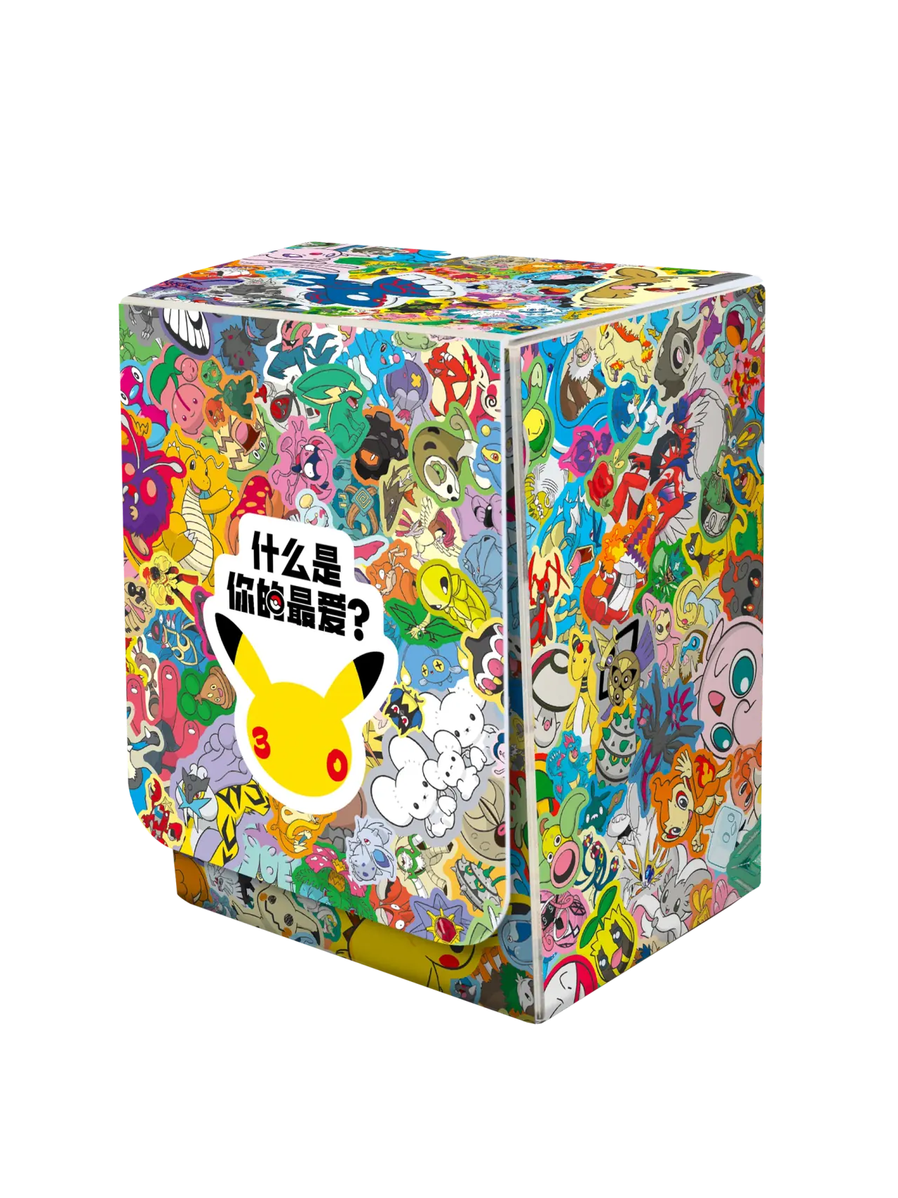 Pokémon TCG 30th Celebration deck box covered with a multigeneration Pokémon collage.