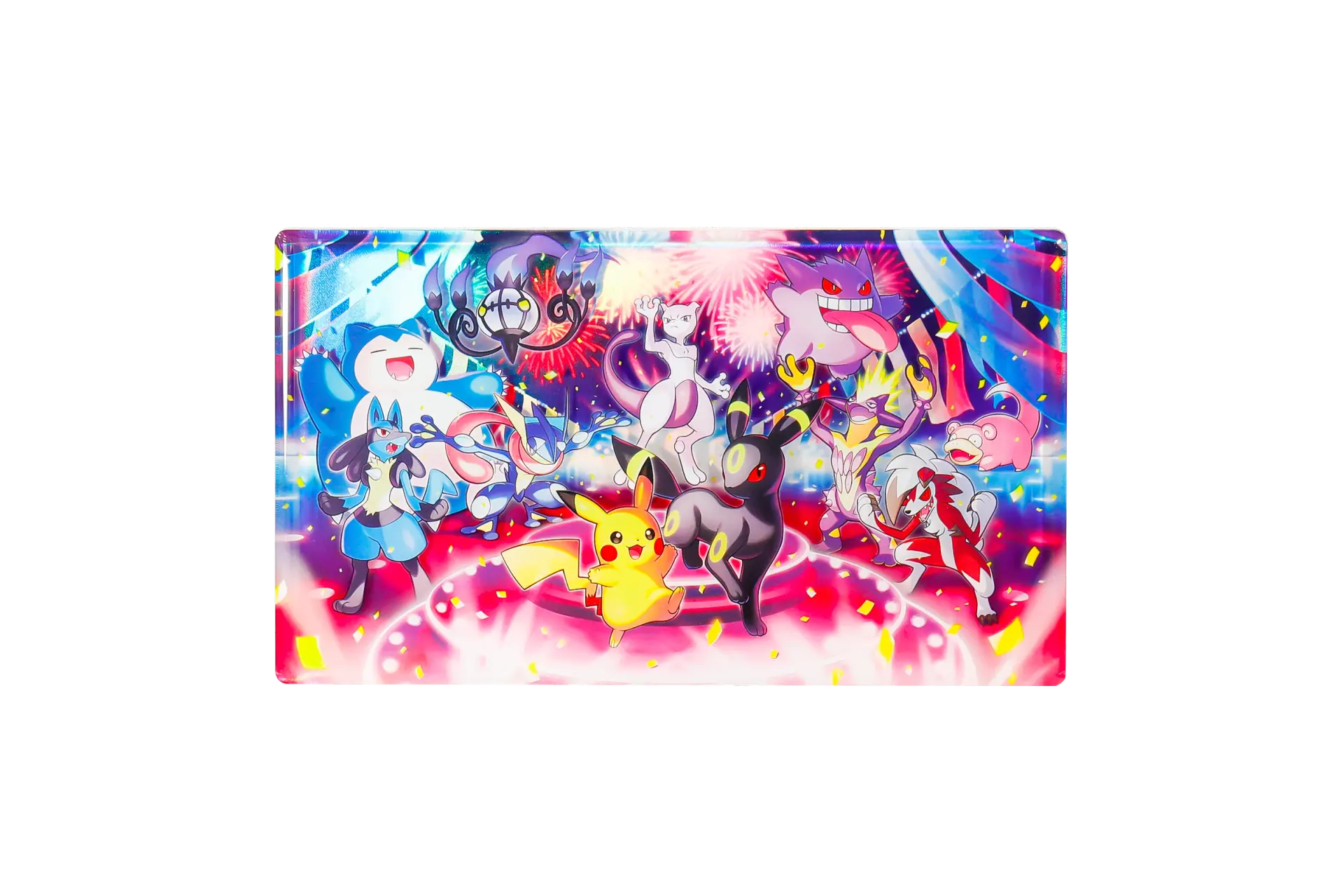 Nighttime celebration layered magnet featuring Umbreon, Pikachu, and other Pokémon.